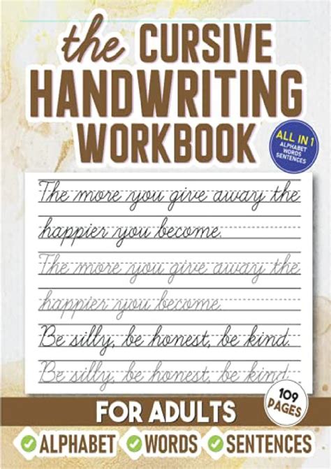 PDF Cursive Handwriting Workbook For Adults Practice Sheets To