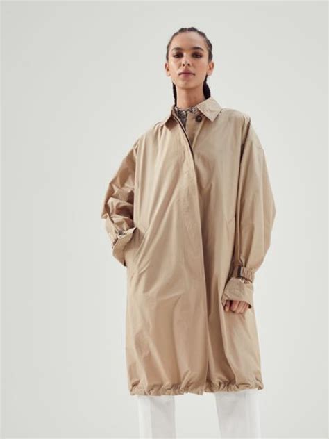 Brunello Cucinelli Water Resistant Taffeta Duster Coat With Shiny Cuff