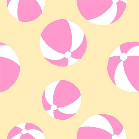 Pink Beach Ball In Cartoon Flat Style Seamless Pattern Vector