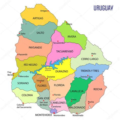 High Detailed Political Map Of Uruguay With Regions And Their Capitals