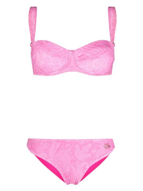 Etro Paisley Print Balconette Bikini Set In Pink Modesens