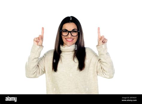 Attractive Brunette Woman Isolated On A White Background Stock Photo Alamy