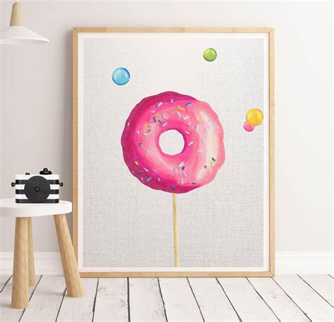 Donut Print Donut Pink Cute Donuts Wall Art Nursery Wall Etsy