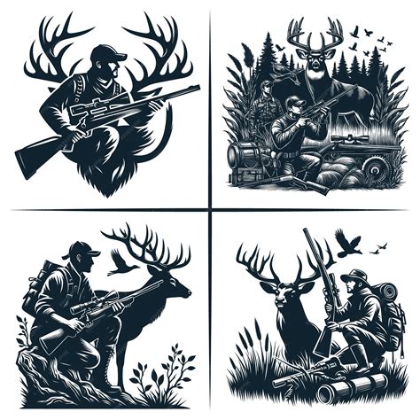 Premium Vector | Deer Hunting Scene Silhouette Vector Dad hunting ...