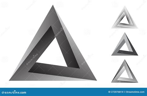 Set Of Four Impossible Triangles Penrose Triangle Geometric 3d Object