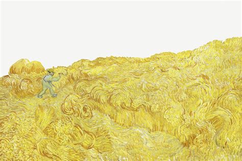 Van Gogh's Wheatfield with a reaper | Premium PSD Illustration - rawpixel