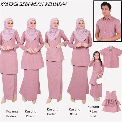 Raya Baju Kurung Sedondon Dhia Cotton Tema Salmon Pink Kod