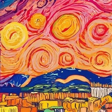 Sunset Inspired Interpretation Of Van Gogh S Starry Night On Craiyon