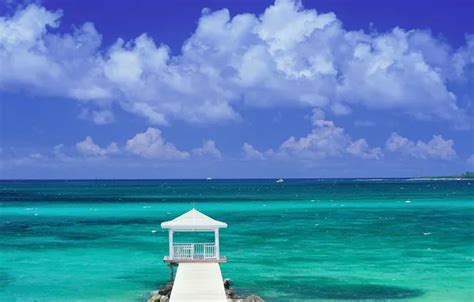 Wallpaper Landscape The Sky Clouds Gazebo The Bridge Bungalow Sea