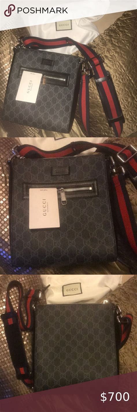 Mens Gucci Gg Black Messenger Bag Gucci Messenger Bags Gucci Side