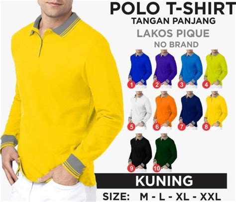 Jual Kaos Kerah Pria Polos Lengan Panjang Baju Seragam Kaos Berkerah