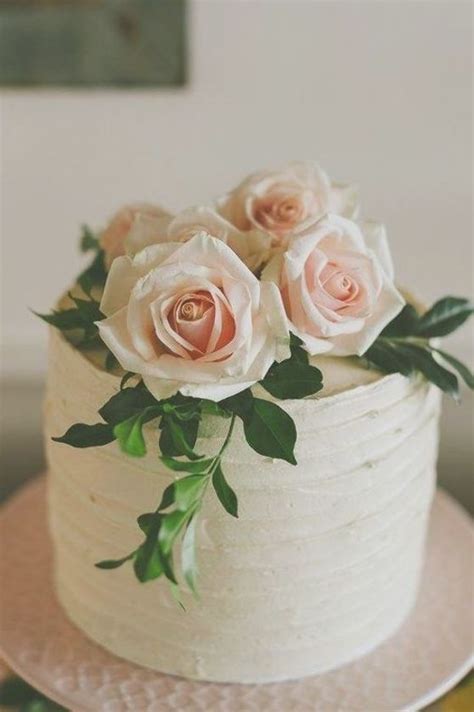 Layer Cake With Fresh Pink Roses And Greenery Naked Wedding Cake Inspiration