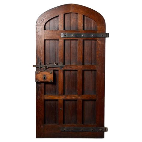 Antique Arched Oak Door With Painted Pine Frame At 1stDibs Arched