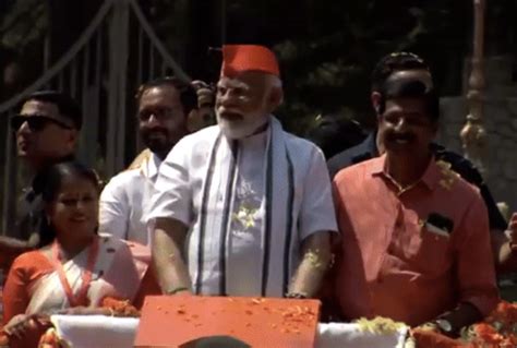 Prime Minister Modi Holds Roadshow In Palakkad Kerala India Reflects