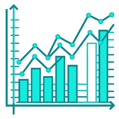 Gráfico de linha barras mostrando tendência ascendente Vetor Premium