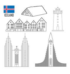 Set Iceland Symbols In Flat Style Royalty Free Vector Image