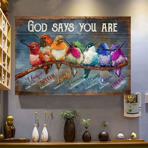 Colorful Birds Sitting On A Branch Saying God Says You Are