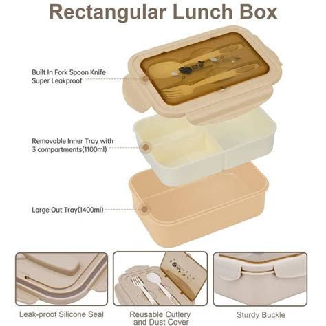 Bento Lunch Box Bo Te Repas Compartiment Avec Des Couvert Couches