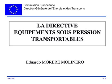 PPT LA DIRECTIVE EQUIPEMENTS SOUS PRESSION TRANSPORTABLES PowerPoint