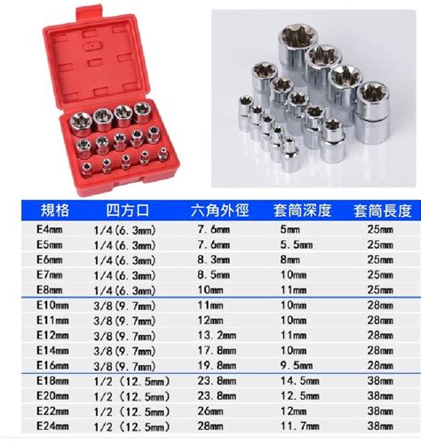 E 型套筒 E4~e24 14件 E型套筒組 2分3分4分e字套筒組 加長型10件組星型套筒 內星型套筒組 梅花型套筒組 露天市集 全