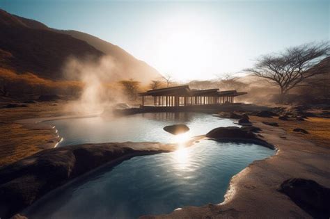 Premium AI Image A Hot Spring In The Mountains Is A Hot Spring