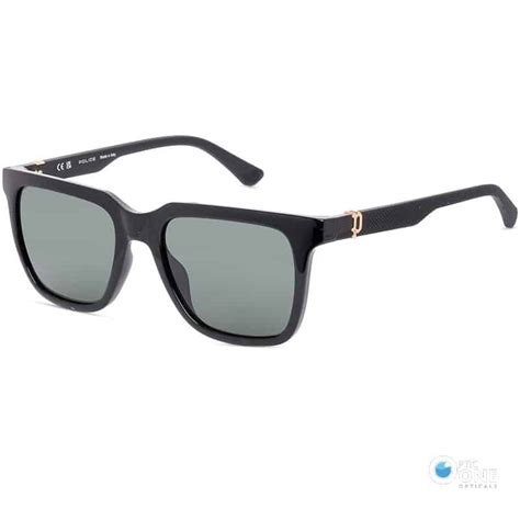 Buy Police Men’s Sunglasses Spln34 Shiny Black Frame With Green Lenses