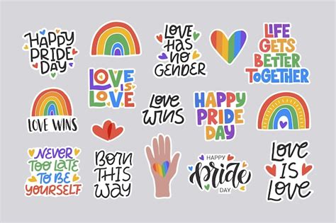 Conjunto de ilustração vetorial de adesivos lgbt Vetor Premium