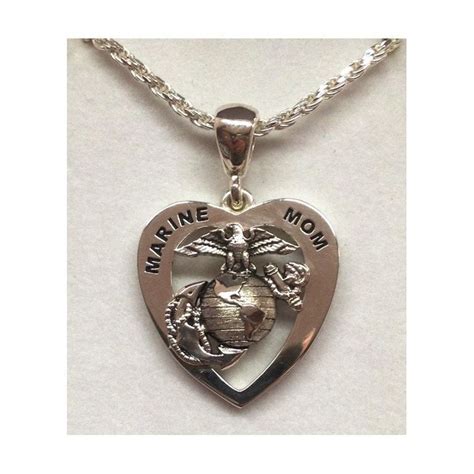 Marines Heart Marine Mom Sterling Silver Etsy Marine Mom Marine