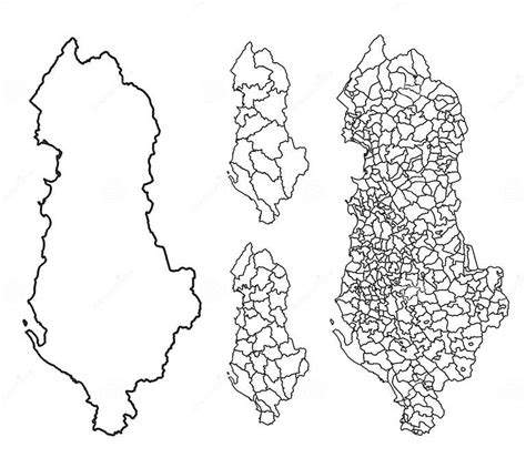 Regiones Administrativas Del Mapa Del Esquema De Albania Ilustración