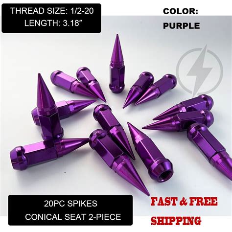 20 Purple Spike Acorn Lug Nuts 1 2 20 Fit Jeep CJ CJ3 CJ5 CJ5A CJ6 CJ6A