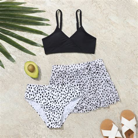 T Big Girls Swimsuits Piece Bikini Set Bathing Suit Swimwear With Cover Ups Beach Skirt