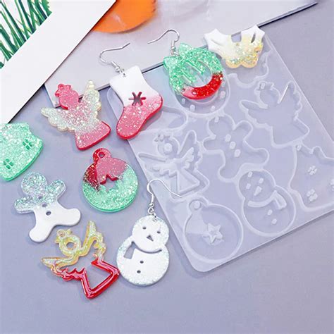 New Diy Christmas Earring Pendant Casting Silicone Mold Epoxy Resin