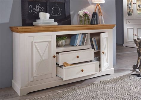 Bornholm Sideboard Ii Material Massivholz Kiefer Weiss Eichefarbig