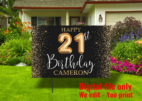 Happy Birthday Yard Sign 21st Birthday Yard Sign Gold Yard Etsy