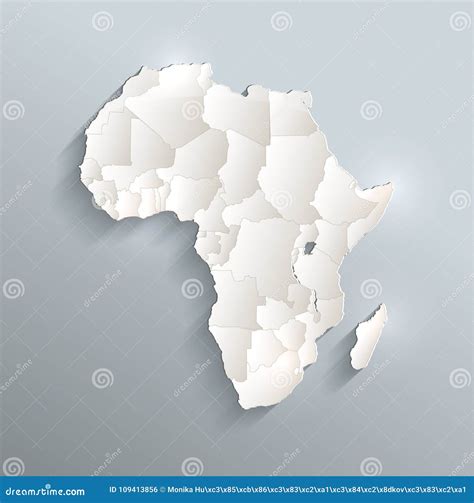 Papel Blanco Azul D De La Tarjeta Del Mapa Pol Tico De Frica