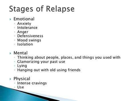 Stages Of Relapse Worksheet