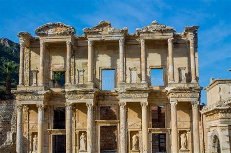 Ancient Antique City Of Efes Ephesus Library Ruin In Turkey Stock