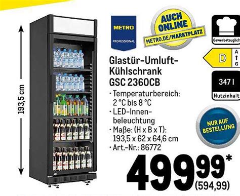 Metro Professional Glast R Umluft K Hlschrank Gsc Cb Angebot Bei Metro