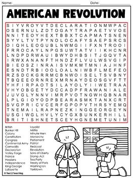 The American Revolution Word Search Puzzle Vocabulary Revolutionary War