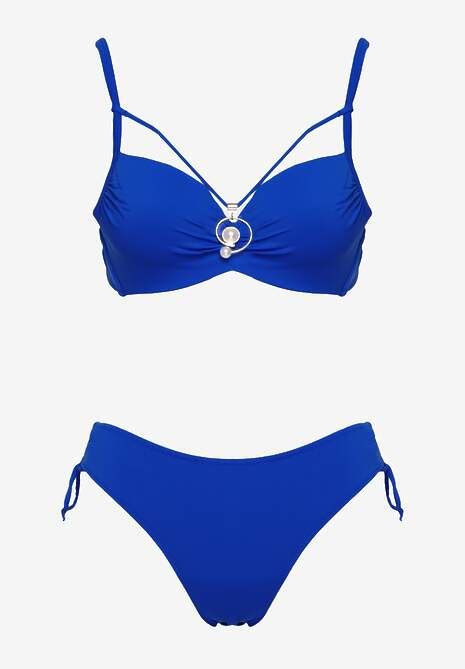 Niebieskie Bikini Majtki Figi z Regulacją i Biustonosz z Ozdobą Natrissa Renee