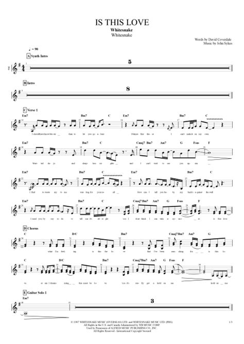 Is This Love Tab By Whitesnake Guitar Pro Full Score Mysongbook