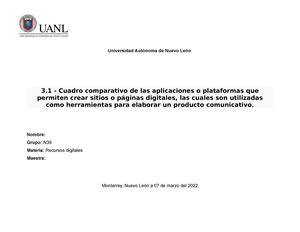 Actividad Cuadro Comparativo G Universidad Aut Noma De Nuevo Le N