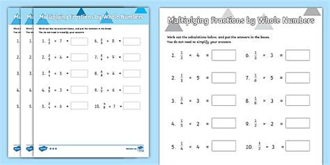 Multiplying Fractions Worksheets With Whole Numbers Multiply