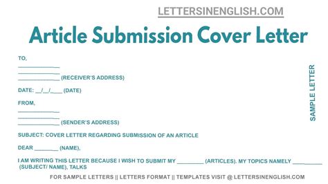 Article Submission Cover Letter Sample Cover Letter For Article