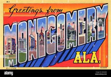 Greetings From Montgomery Alabama Postcard 1937 Artist Unknown