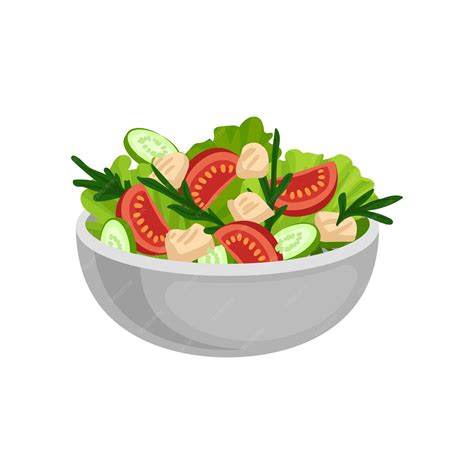 Premium Vector Appetizing Salad In Big Ceramic Bowl Tasty And Healthy