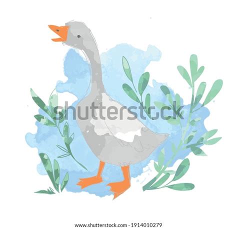 Hand Drawn Cute Goose Leaves Vector Stock Vector Royalty Free 1914010279 Shutterstock