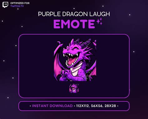 Cool Purple Dragon Twitch Emote Laughing Dragon Emote Dragon Discord Emote Gaming Streaming