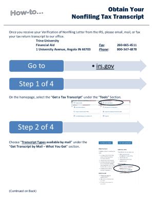 Fillable Online IRS Tax Return Transcript And Verification Of Non