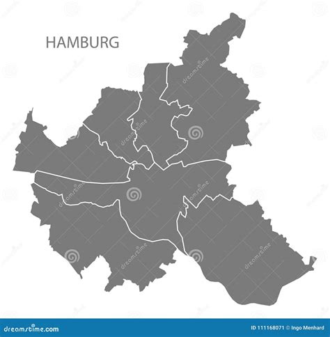 Mapa De La Ciudad De Hamburgo Con El Shap Gris De La Silueta Del